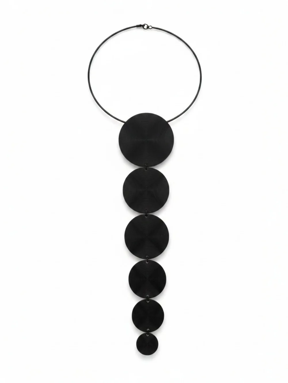 Modern Disc Statement Necklace ▪︎ 6 Tier ▪︎ Onyx ▪︎ Long Drop 14.5" - Picture 2 of 16